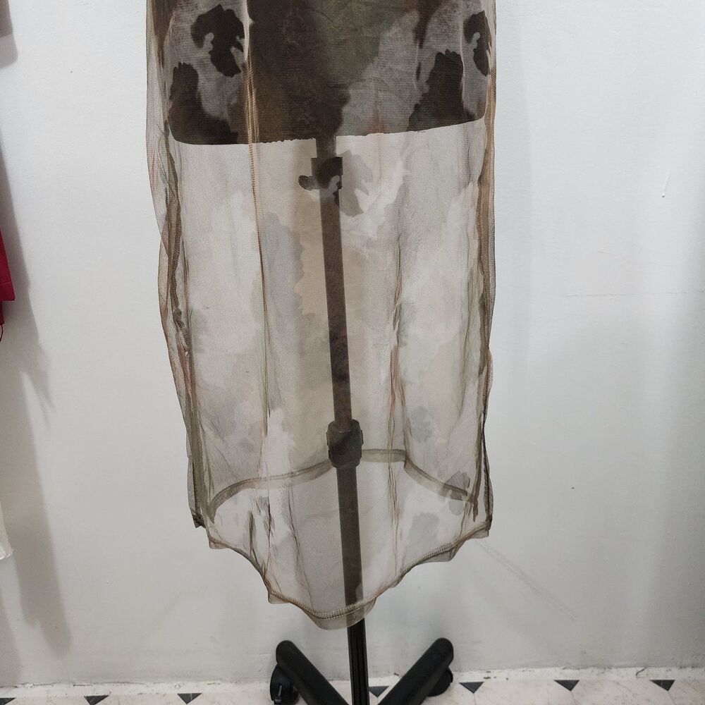 Sheer Mesh Camo-print Sleeveless midi dress Stretch Womens Size S/M - Picture 5 of 16